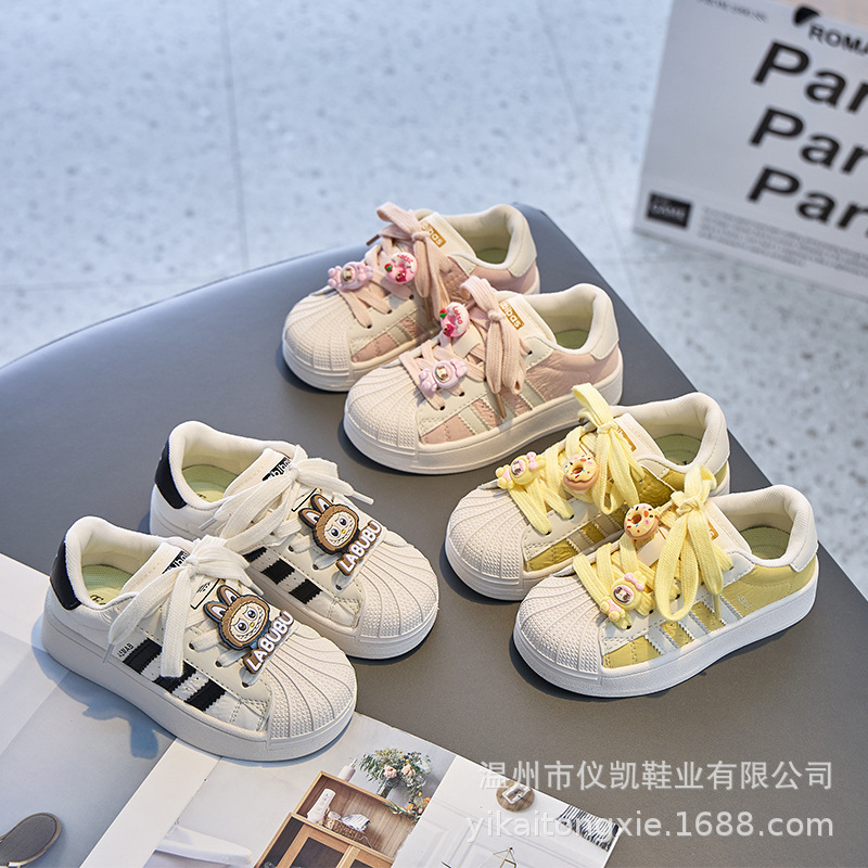 子供用シェルトゥスニーカー2025春秋新作女の子ロートップスニーカー男の子カジュアルシューズ白靴多用途|undefined