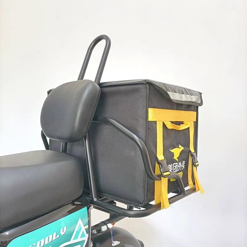 Electric Vehicle Black Knight Backrest-Style Steel Delivery Rack, Iron Vehicle-Mounted Rack, Can Hold Delivery Boxes, Rear Rack