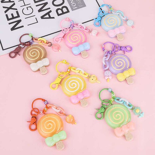 Korean trendy exquisite resin lollipop key chain pendant cute girls key chain bag car pendant
