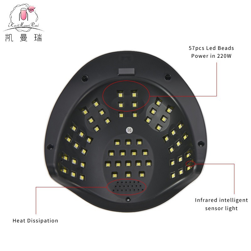 Lámpara de manicuras 220W de alta potencia de manicuras lámpara de asado 57 perlas de lámpara LED de manicuras luz de terapia de manicuras máquina inteligente de manicuras transfronteriza