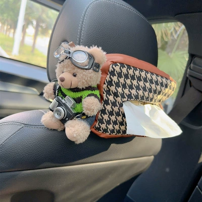 Paper Bag Cute Cartoon Car – Car tissue box/set - cute-plush-bear-style-4-leather-paper-box