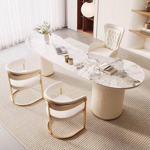 Light Luxury Beauty Salon Medical Beauty Consulting Reception Desk Boss Desk Simple Rock Plate Special-shaped Desk Study Desk
