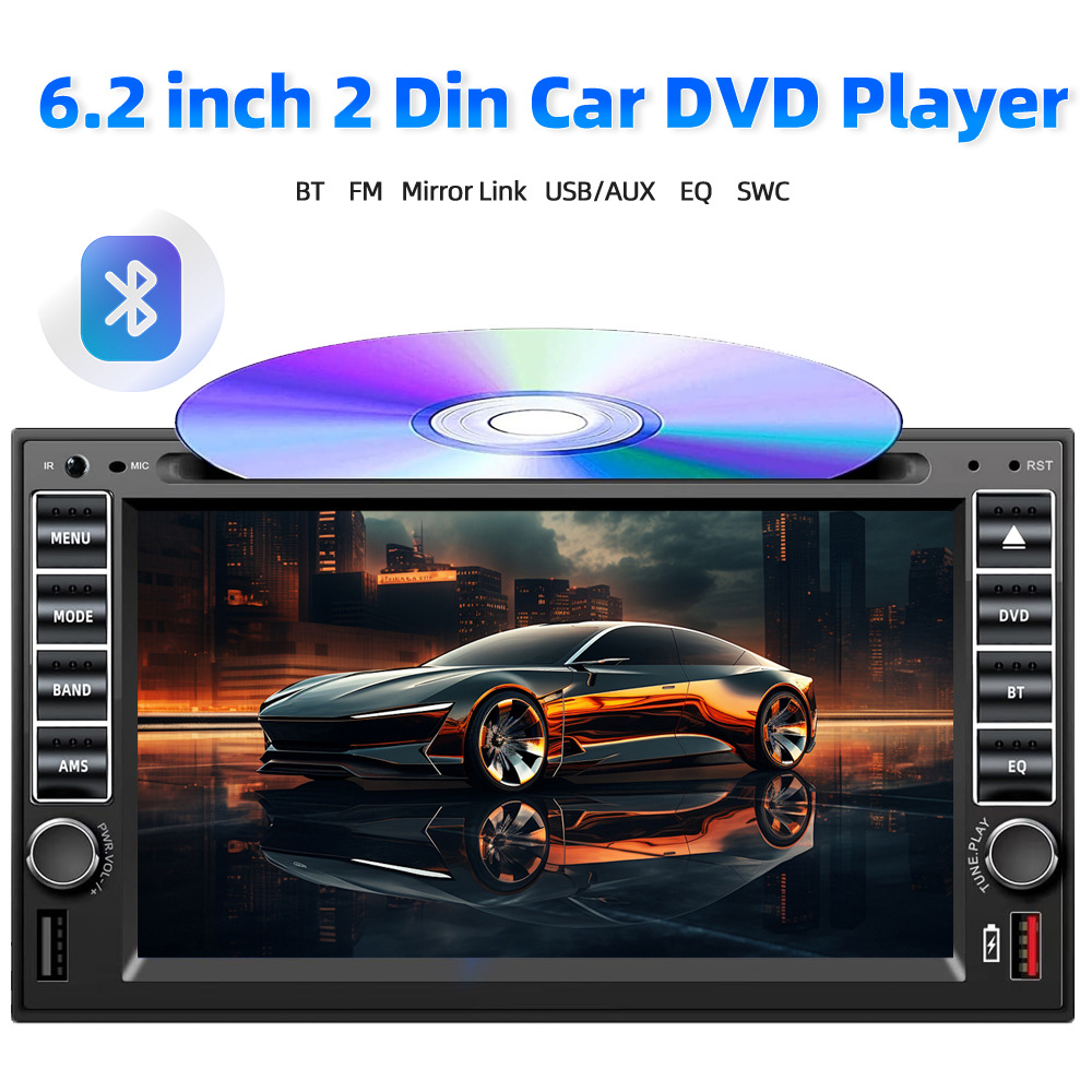 6.2inch Car Bluetooth Dvd Cd Car Mp3 Mp5 Player Mobile Phone Interconnection Dual-Disk Universal Model Hd 12V