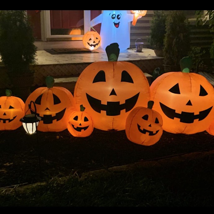 Cruz-frontera especial Halloween calabaza Luz Decoración Accesorios calabaza inflable luminoso calabaza luz fantasma Festival Decoración