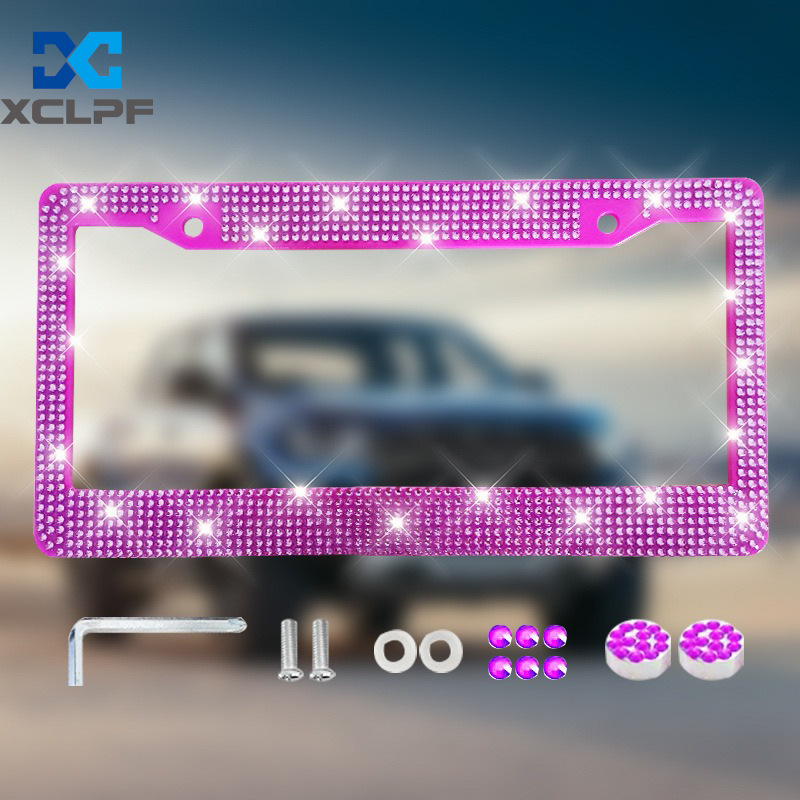 American, Canadian and Mexican Universal Diamond License Plate Frames, Three Styles of Plastic Acrylic Diamond License Plate Frames