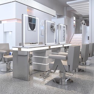 New Ins Style Barber Shop Stainless Steel Hair Cutting and Perm Dyeing Mirror Table Hair Salon Special Cosmetic Mirror Table Hairdressing Shop Mirror