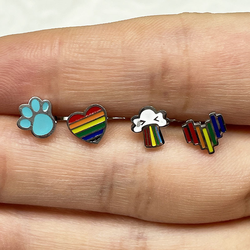 Simple Style Heart Shape Titanium Steel Plating Tongue Nail 1 Piece