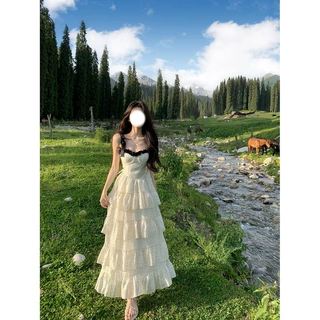 【现货】一颗甜桃《香榭奥黛丽》波点连身裙女夏日绝美小裙子吊带