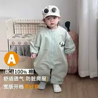 Детские цельные комбинезоны из чистого хлопка, дышащие халаты для мужчин и женщин, защищающие от грязи, одежда для ползания на открытом воздухе, одежда для ползания с длинными рукавами.