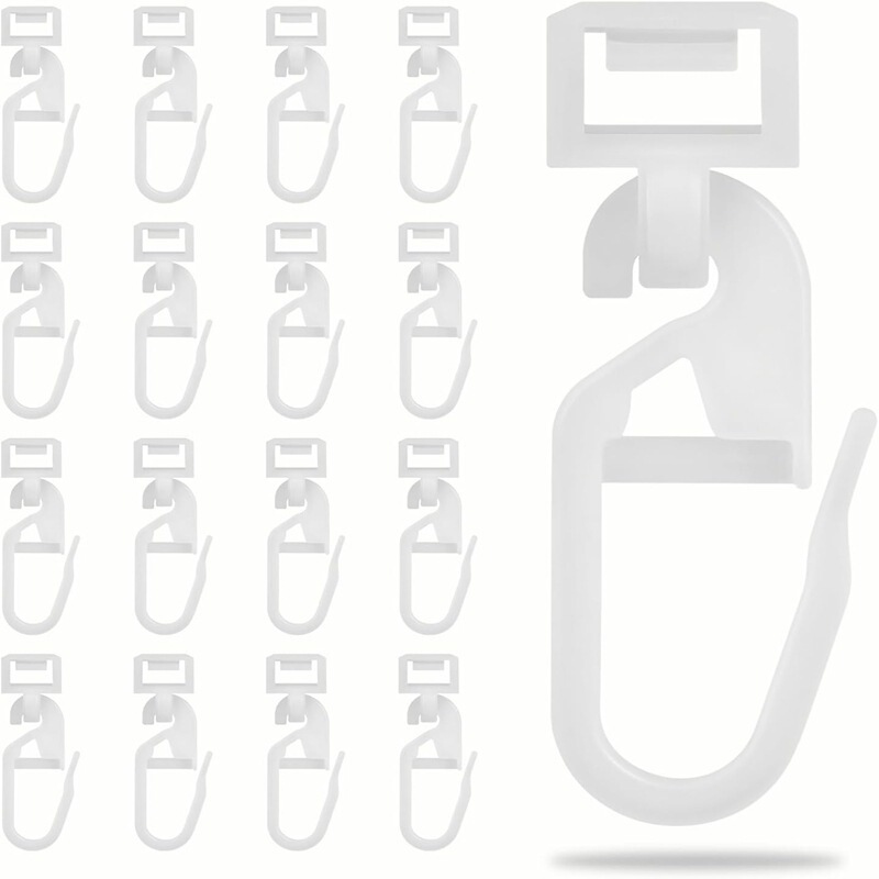 Curtain Rail Hooks for Hanging 5.8-7mm Sliding Rail Curtains, Plastic Material, White Curtain Sliders