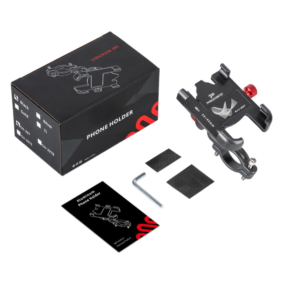 Promend電気自動車自転車携帯電話ナビゲーションホルダーアルミ合金強力ロック四爪回転携帯電話ホルダー