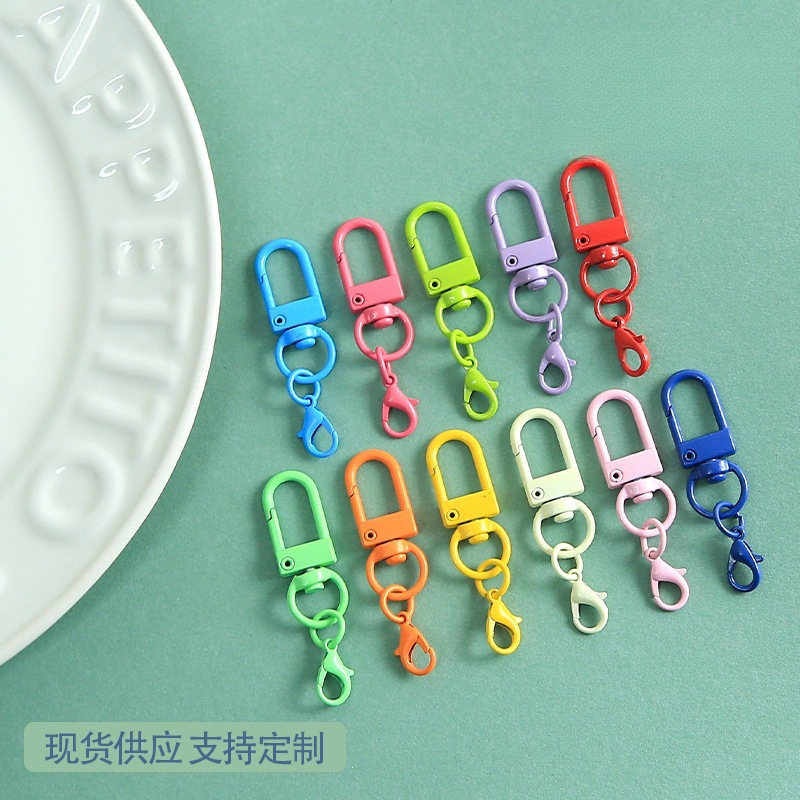 Creative Candy-Colored Painted Rotating Door Buckle Metal Lobster Clasp Open Ring Keychain DIY Pendant Bag Accessories Creative Candy-Colored Painted Rotating Door Buckle Metal Lobster Clasp Open Ring Keychain DIY Pendant Bag Accessories
