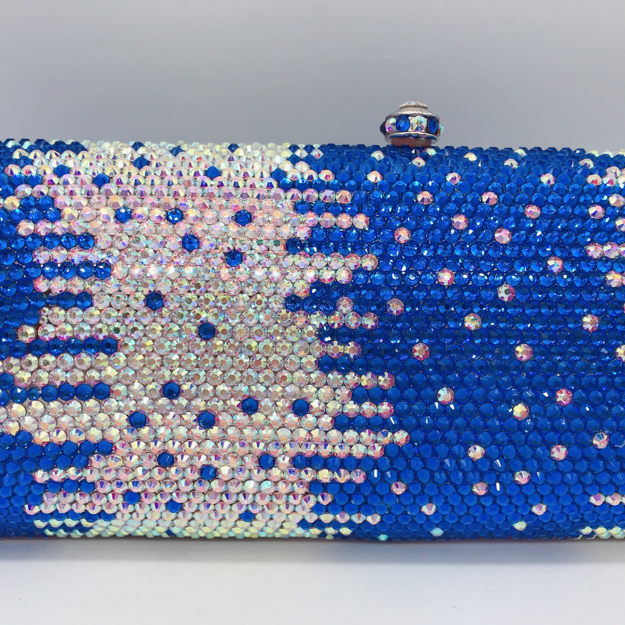 Túi clutch nữ đính đá rhinestone cầm tay hộp cứng dự tiệc — 10 # xanh ngọc chi tiết 23