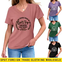 Amazon Girl's Trip cheaper than Европа и США свободные пятно простой повседневный V-образный вырез женский короткий рукав