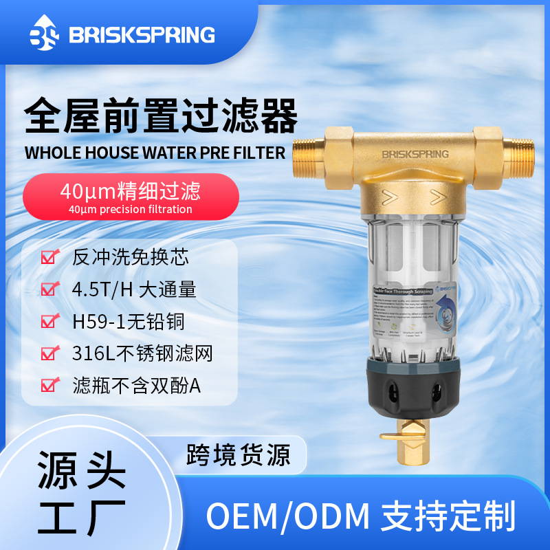 纯铜前置过滤器家用反冲洗大流量过滤器全屋自来水管道净水器跨境