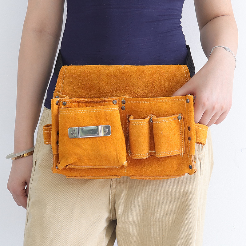 Transfronterizo Amazon delantal de cuero de ultrafibra bolsillo de clavos arquitectura carpintería multifuncional bolsa de cintura de herramientas de abrasión delantal