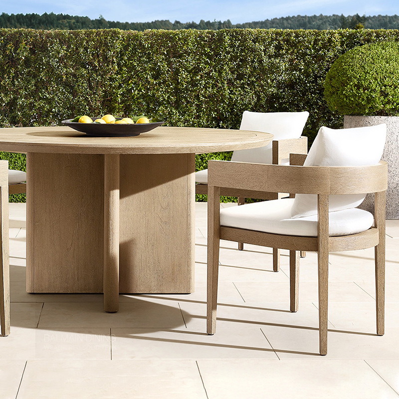 Mesa de comedor de madera maciza y silla patio al aire libre teca anticorrosión apenado Jardín de la villa ocio al aire libre ratán mesa de comedor de madera maciza y silla image 3