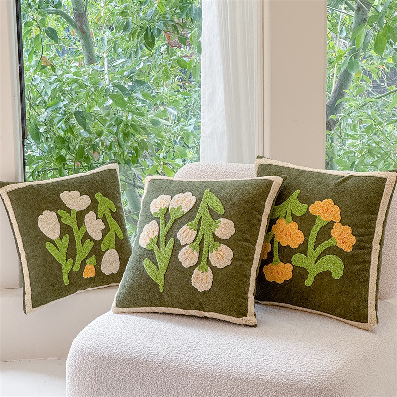 富纳斯 北欧客厅毛巾绣抱枕靠垫卧室床头靠垫腰枕靠背抱枕套含芯