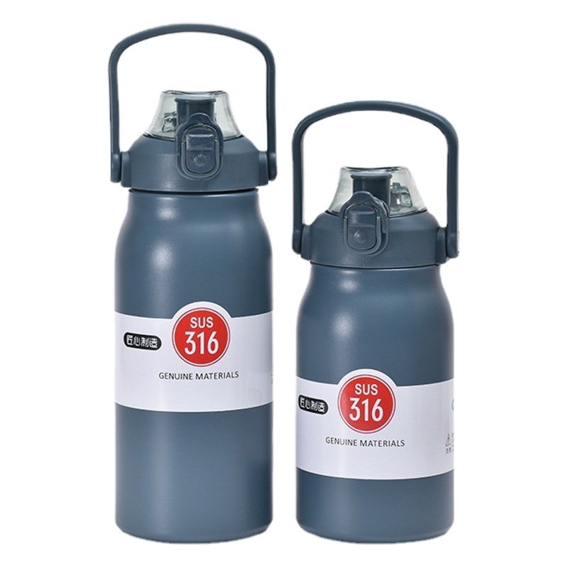 Cross-border large-capacity sports kettle 316 stainless steel thermos cup with lid portable pot with straw outdoor cup