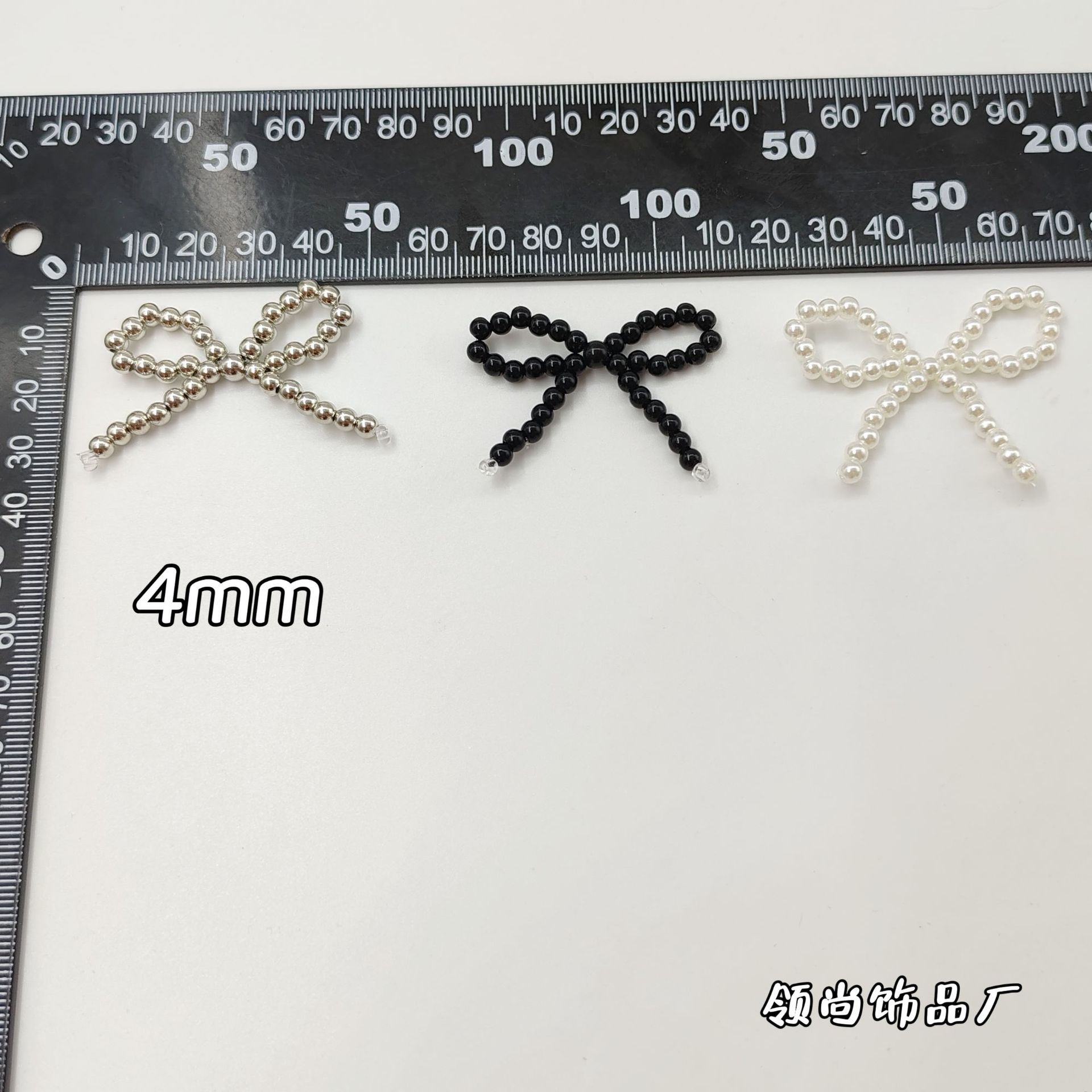 Pearl Acrylic Black and White Hand-Woven Bow Flower Earrings Clothing Accessories DIY Jewelry Accessories