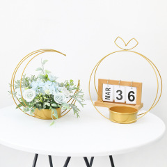 Simple metal flower arrangement flower basket Nordic iron wedding festival decoration flower basket desktop decoration ornaments Internet celebrity flower stand