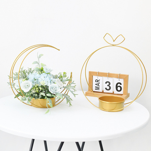 Simple metal flower arrangement flower basket Nordic iron wedding festival decoration flower basket desktop decoration ornaments Internet celebrity flower stand