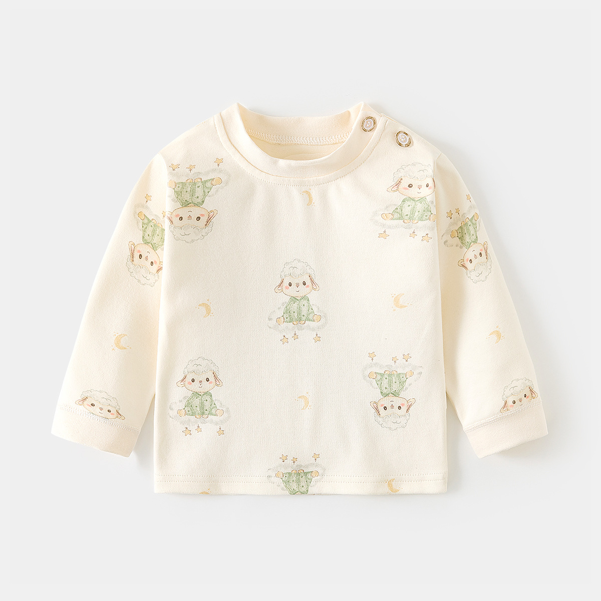 Camiseta de algodón para bebés con estampado vintage de dibujos animados y abertura en el hombro, ropa interior para primavera y otoño, mayorista