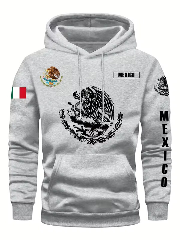 Hoodie Sweatshirt with Mexican Flag, Eagle, Cactus, and Pirate Motifs for Daily Outdoor Fitness, Sports, and Leisure Hoodie Sweatshirt with Mexican Flag, Eagle, Cactus, and Pirate Motifs for Daily Outdoor Fitness, Sports, and Leisure