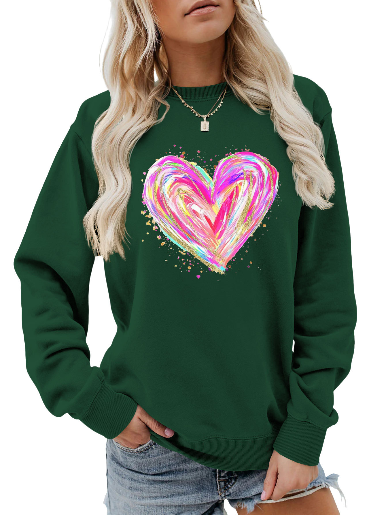 Independent Site New Stylish, Comfortable, Versatile Women's Colorful Sequin Heart Autumn And Winter_ecoleips.com