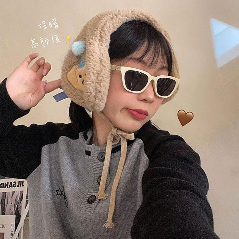 2023 nuevas orejeras invierno cálido invierno de las mujeres forrado de lana gruesa a prueba de viento anticongelante protección contra el frío orejeras montadas en la cabeza