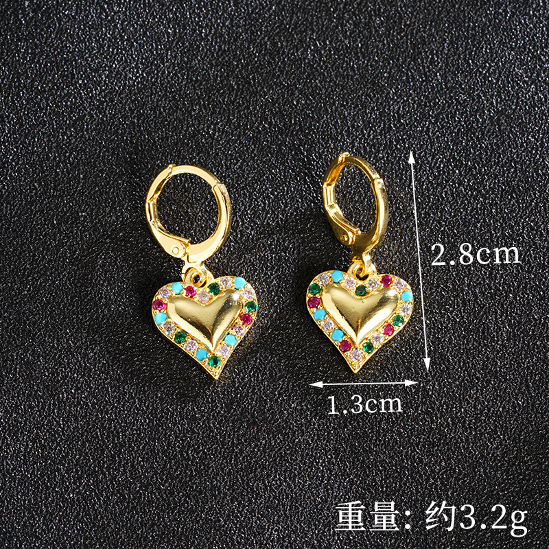 Collar de oro de arena vietnamita, moda, lujo ligero, pendientes de amor de diamantes con incrustaciones, diseño de nicho para damas, joyería que no se desvanece durante mucho tiempo