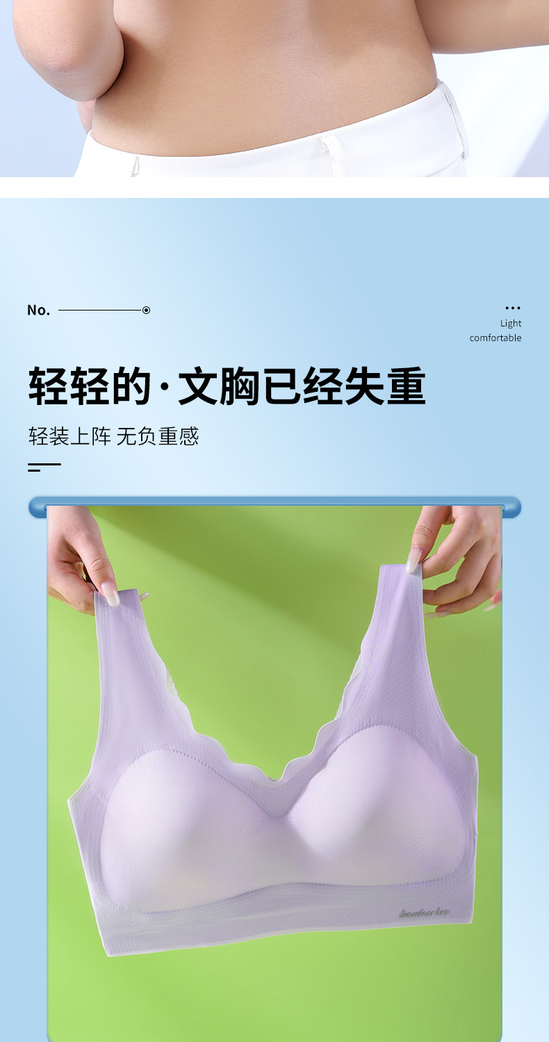 大码乳胶内衣薄款大胸显小爆款无痕无钢圈美背文胸运动背心抹胸罩详情4