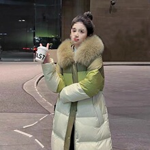 绒大毛领羽绒服女年新款流行中长款过膝加厚洋气外套冬