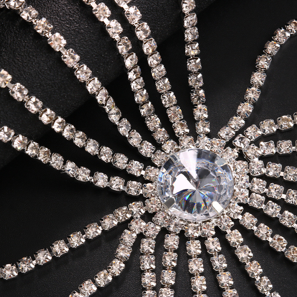 Amazon Venta caliente rhinestone cadena del pelo femenino europeo y americano sexy exagerada multi-capa borla diadema accesorios para el cabello tocado