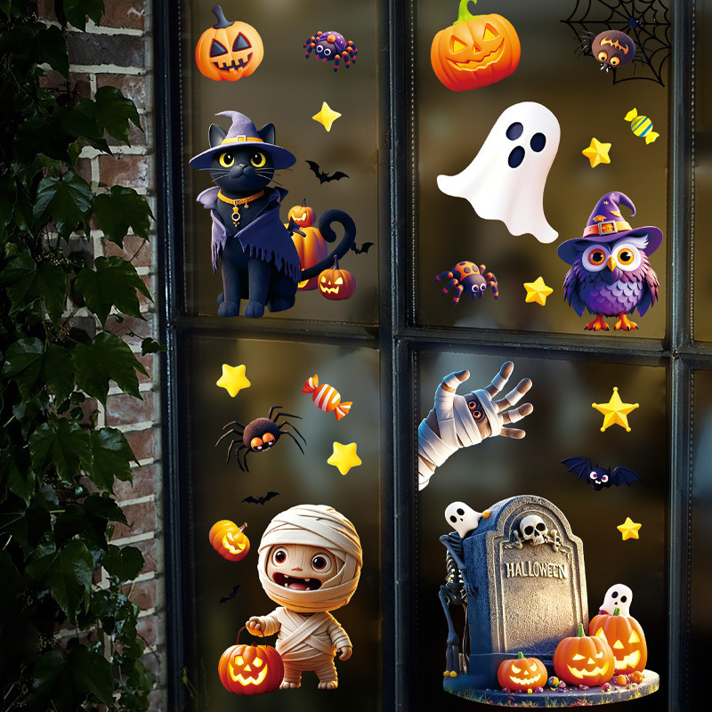 クロスボーダーハロウィンクリエイティブデコレーションステッカーカボチャ静電ステッカーウィンドウステッカーガラスステッカーウィンドウデコレーションゴースト|undefined