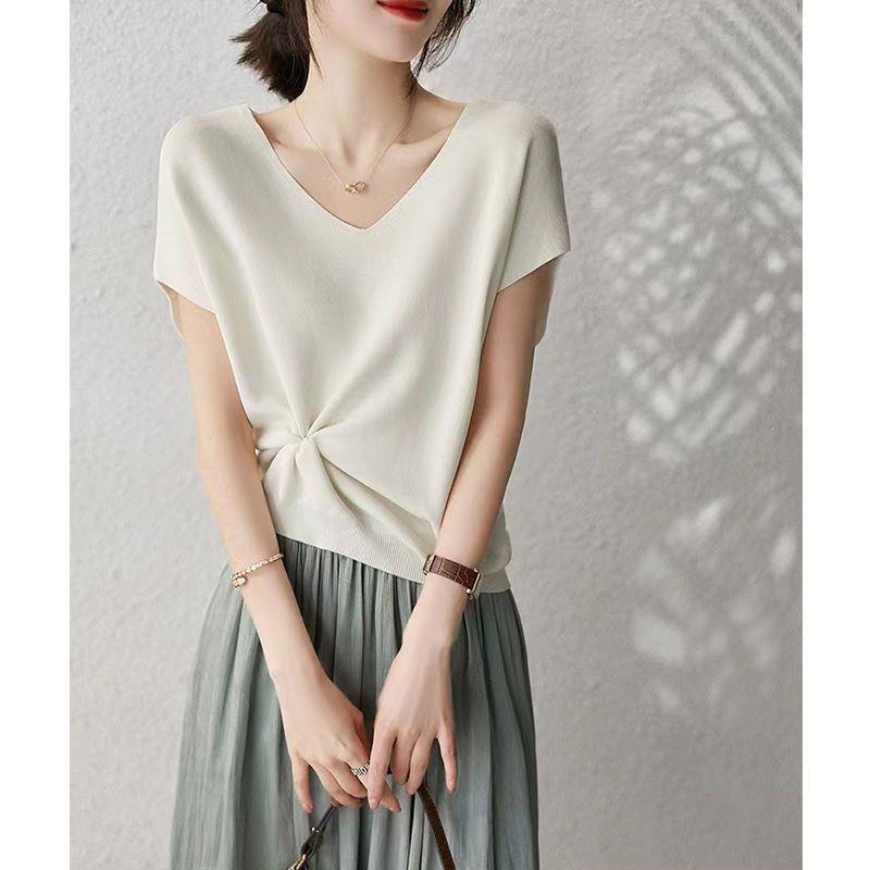 Women's Knitwear V-Neck New Style French Style Dress Two-Piece Suit Skirt Summer