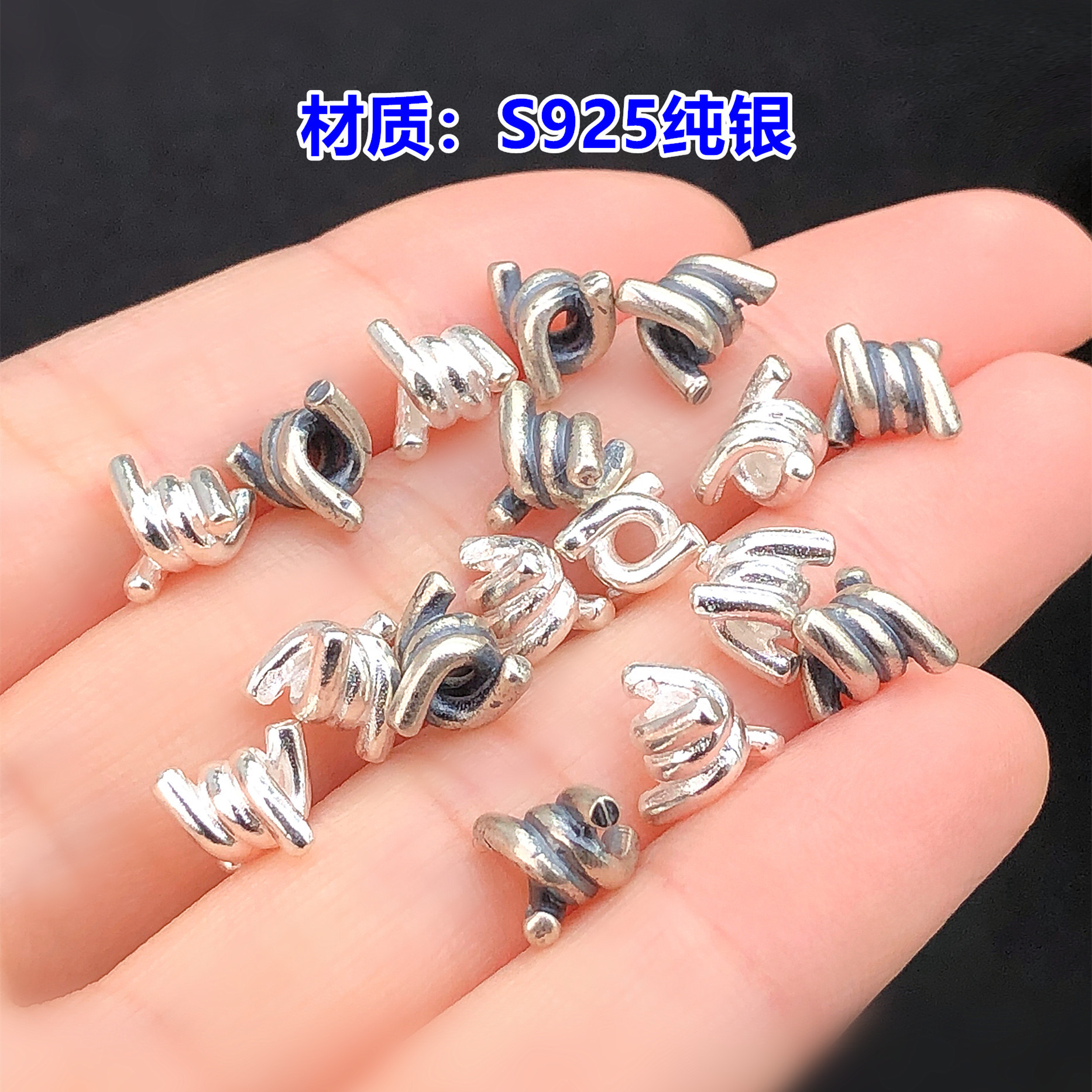 s925 sterling silver finely crafted twisted line spacer beads, barrel beads, crystal ornaments, hand-woven bracelets, necklaces, DIY handmade accessories