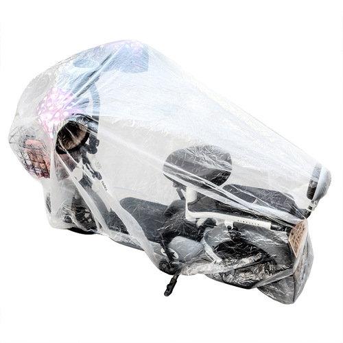 Self-produced and sold disposable battery car cover, transparent invisible motorcycle jacket, PE film rain-proof and dust-proof electric car cover