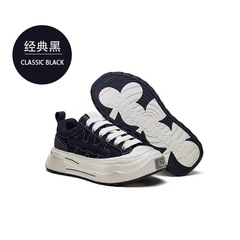 【王鶴山吹同金】デュオシリーズのレトロなファッションの厚い底の耐摩耗性の厚い底のレトロなキャンバスの板の靴の小さい汚い靴
