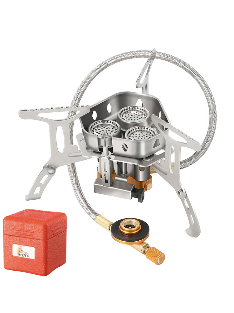 Estufa de exterior con llama potente, estufa de gas portátil para picnic, utensilios de cocina para acampar, quemador a prueba de viento, estufa de gas butano para acampar