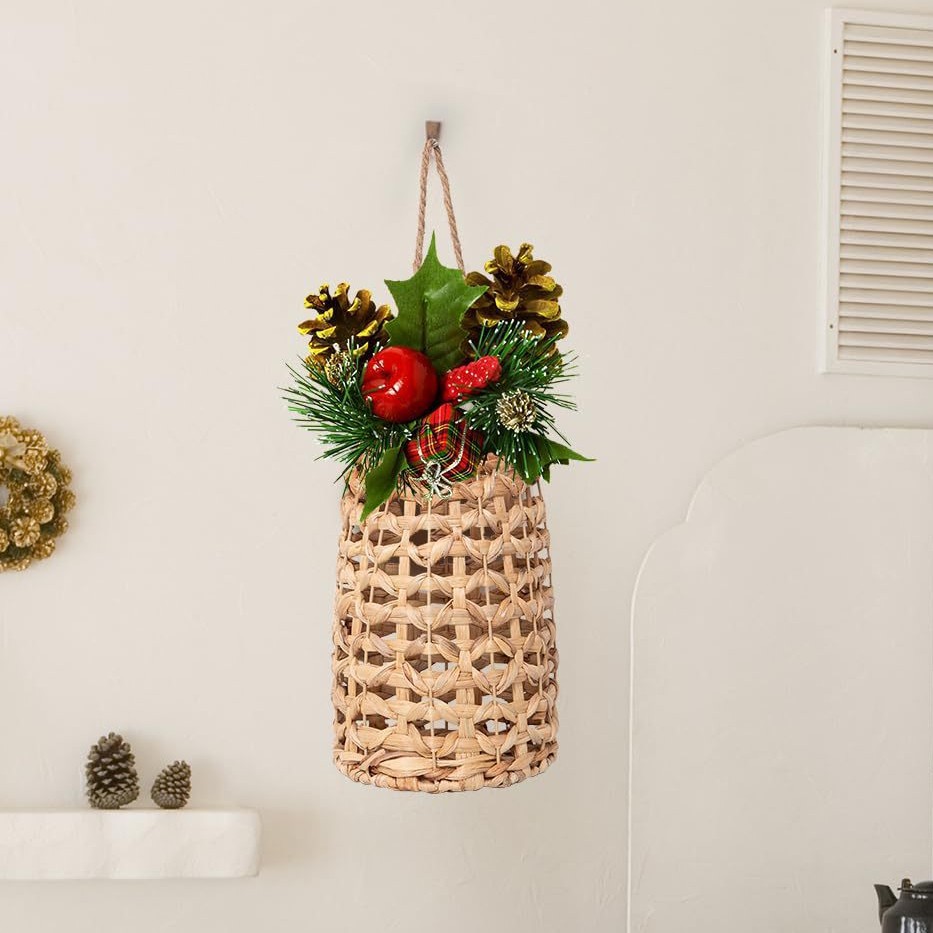 Cesta de pescado personalizada trenzada de grasa de calabaza decoración de pared cesto de almacenamiento decorativo hogar interior idílico cesto de flores colgadas en pared