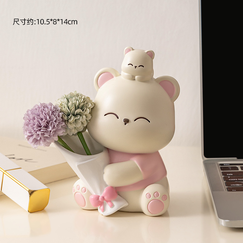 바오 시옹 꽃다발 핑크 트럼펫 공 국화 보라색 녹색 (2)