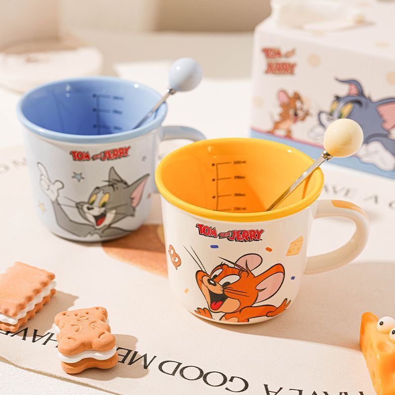 Gatos y ratones de dibujos animados de cerámica copas caseras de alto valor facial lindas tazas de agua de desayuno tazas de leche regalo