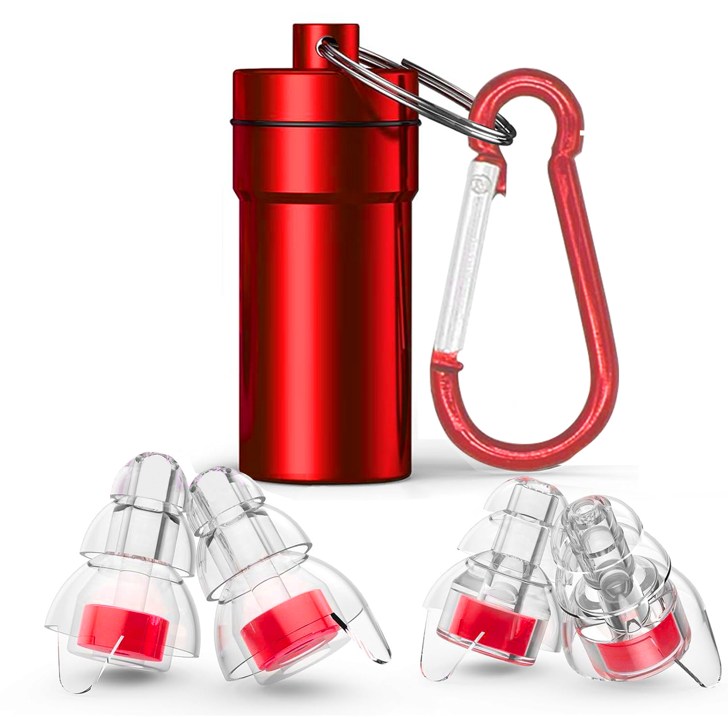 빨간색 귀마개 2쌍 + 빨간색 알루미늄 병