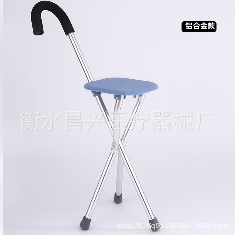 1,2 grueso asiento en forma de corazón plegable muleta con taburete Taburete de mano de aleación de aluminio grueso brillante fábrica al por mayor Silla de mano
