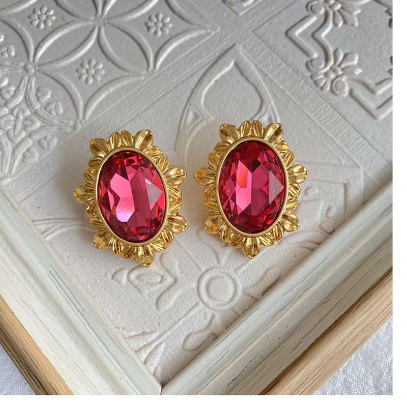 Princess Flower Alloy Plating Artificial Gemstones Womenu0027S Ear Studs 1 Pair