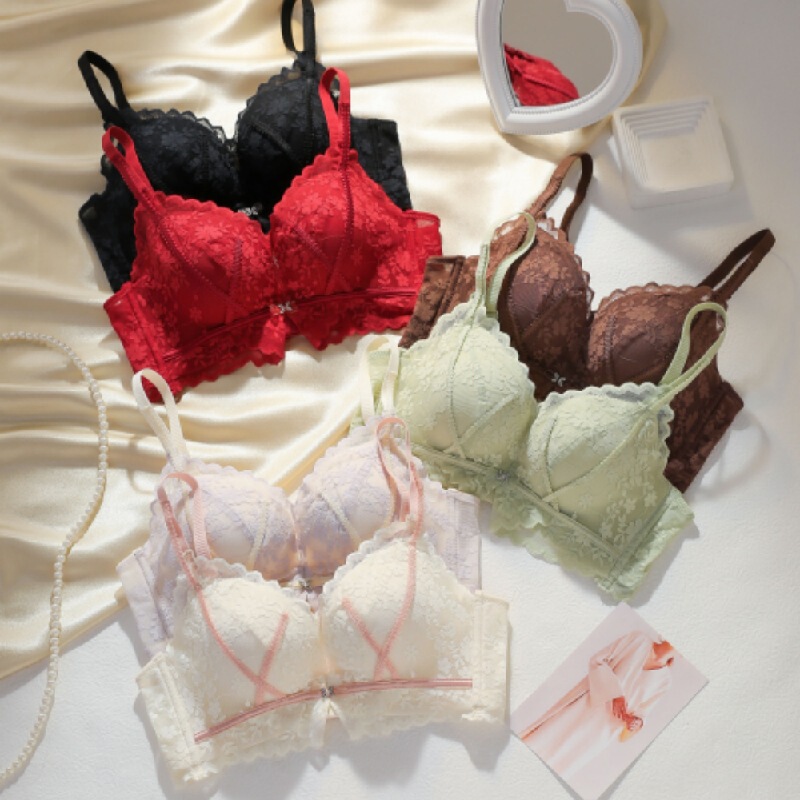 089 steamed bread Cup 5cm thick small chest push up big wireless bra sexy fashion women's lace underwear New