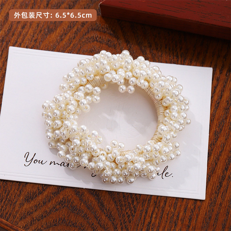 Super Fairy Qi nuevo anillo de cabello de perla de alto nivel coreano tocado de cabello de línea de chicas de cabello de cola de caballo