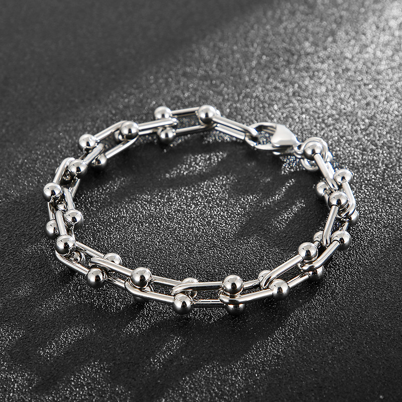 16g Weight PVD Coated Gold Plating Process 18K Real Gold Plated Plating Material Bracelets Classification 304 Stainless Steel Chain Material Daily Occasion 304 Stainless Steel Material U Shape Pattern Unisex Gender Fashion Style Waterproof Non Tarnish, Plating Craft Fashion U Shape Titanium Steel Bracelets Plating Stainless Steel Bracelets 无