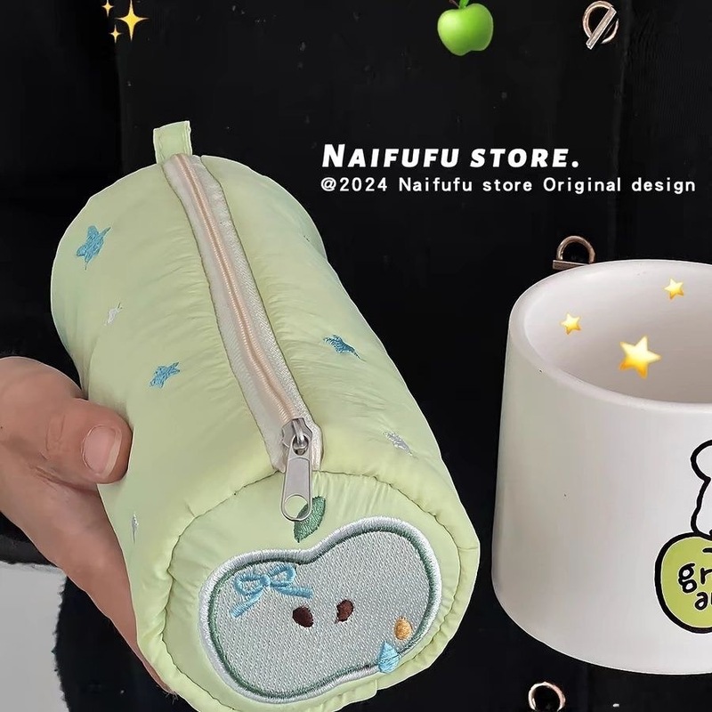 レッドアップルスターペンバッグシンプルな女の子かわいい化粧品バッグ学生大容量文具収納鉛筆バッグ卸売|undefined